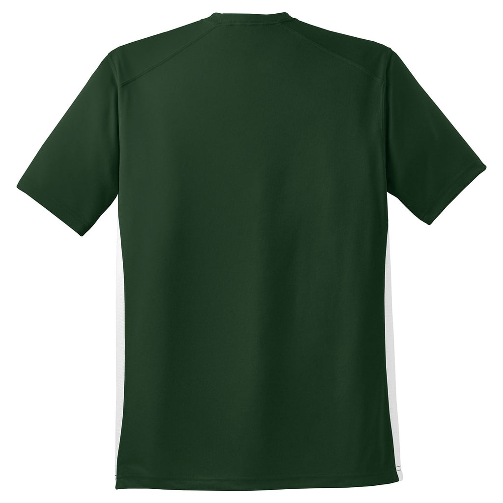 Sport-Tek Men's Forest Green/White Dry Zone Colorblock Crew