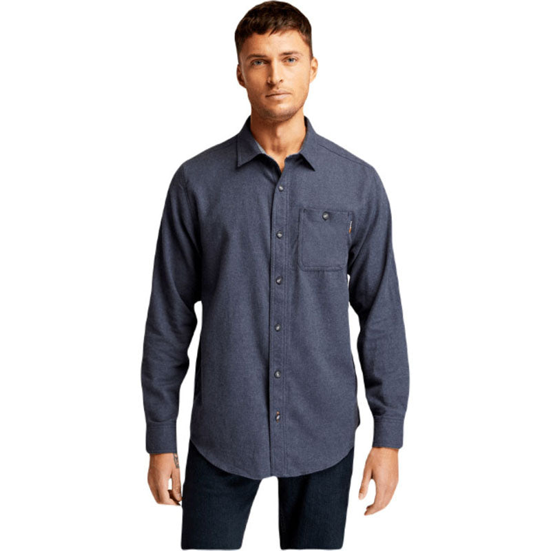 Timberland Men's Navy Heather Woodfort Mid-Weight Flannel Shirt