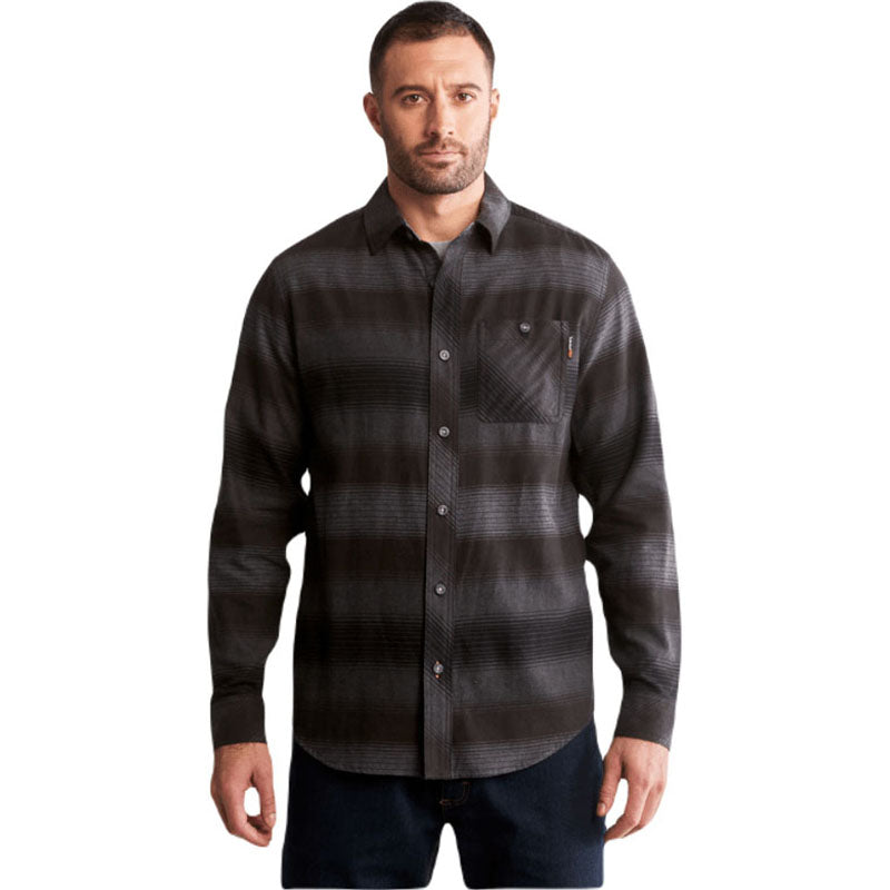 Timberland Men's Kittery Stripe Black Woodfort Mid-Weight Flannel Shirt