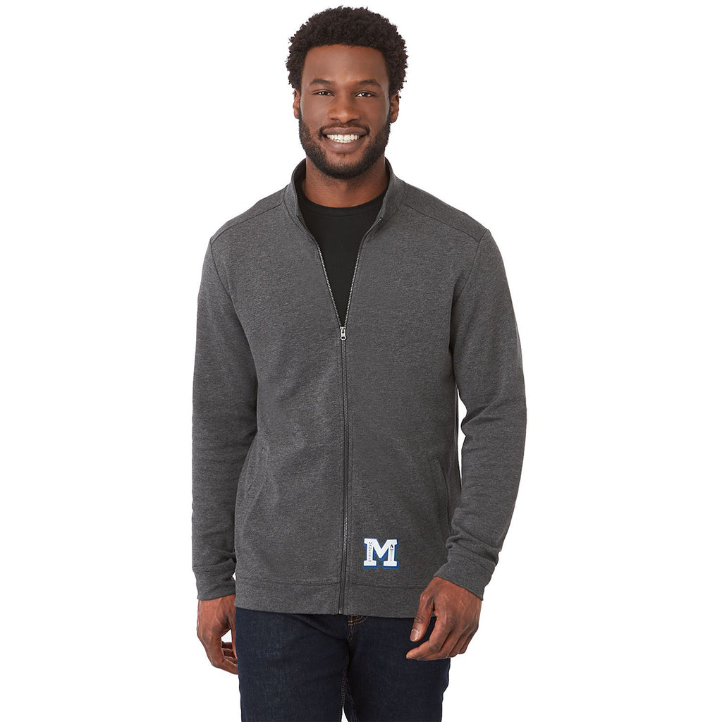 Trimark Men's Heather Dark Charcoal Rigi Eco Knit Full Zip