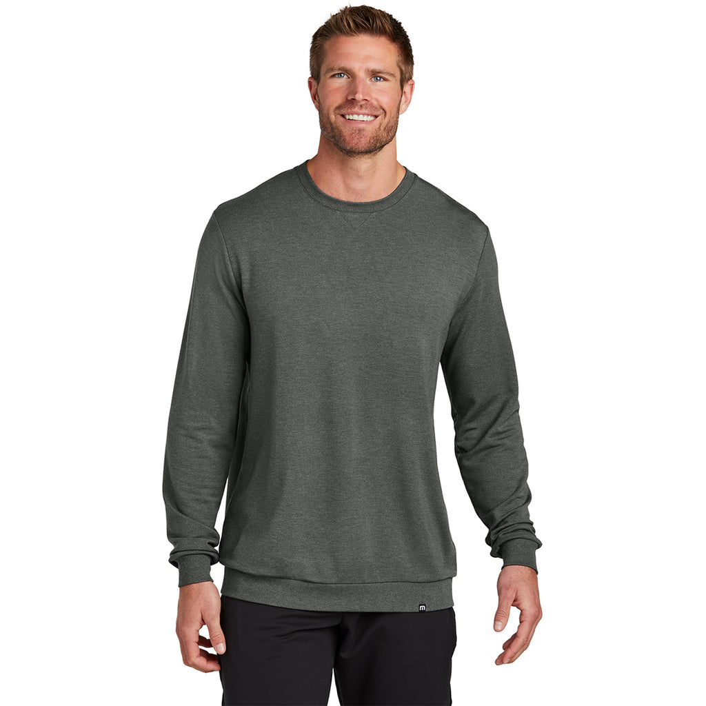 TravisMathew Men's Dark Grey Heather Long Weekend Crew