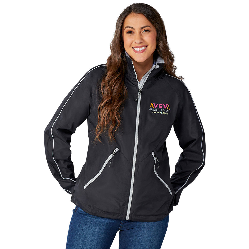 Elevate Women's Black/Silver Rincon Eco Packable Jacket