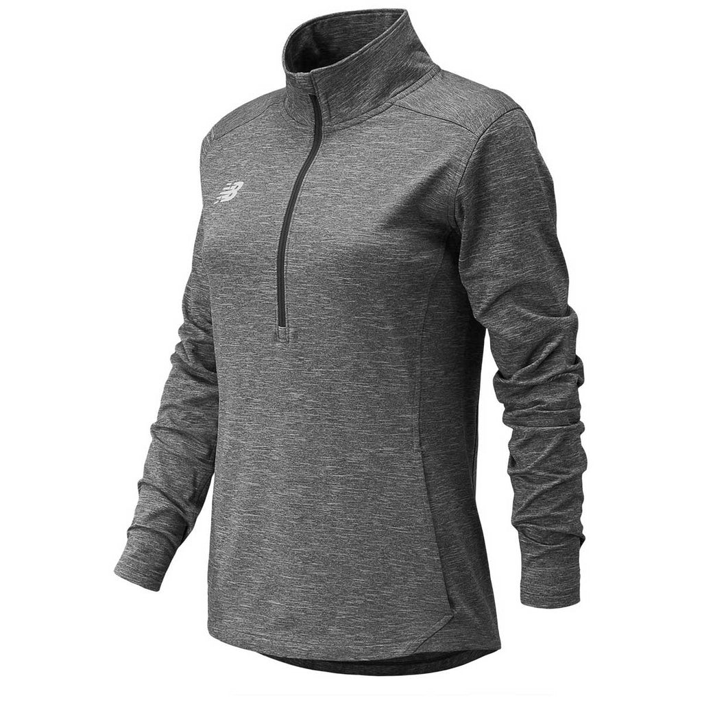 New Balance Women's Mid Heather Grey Lightweight Solid Half Zip