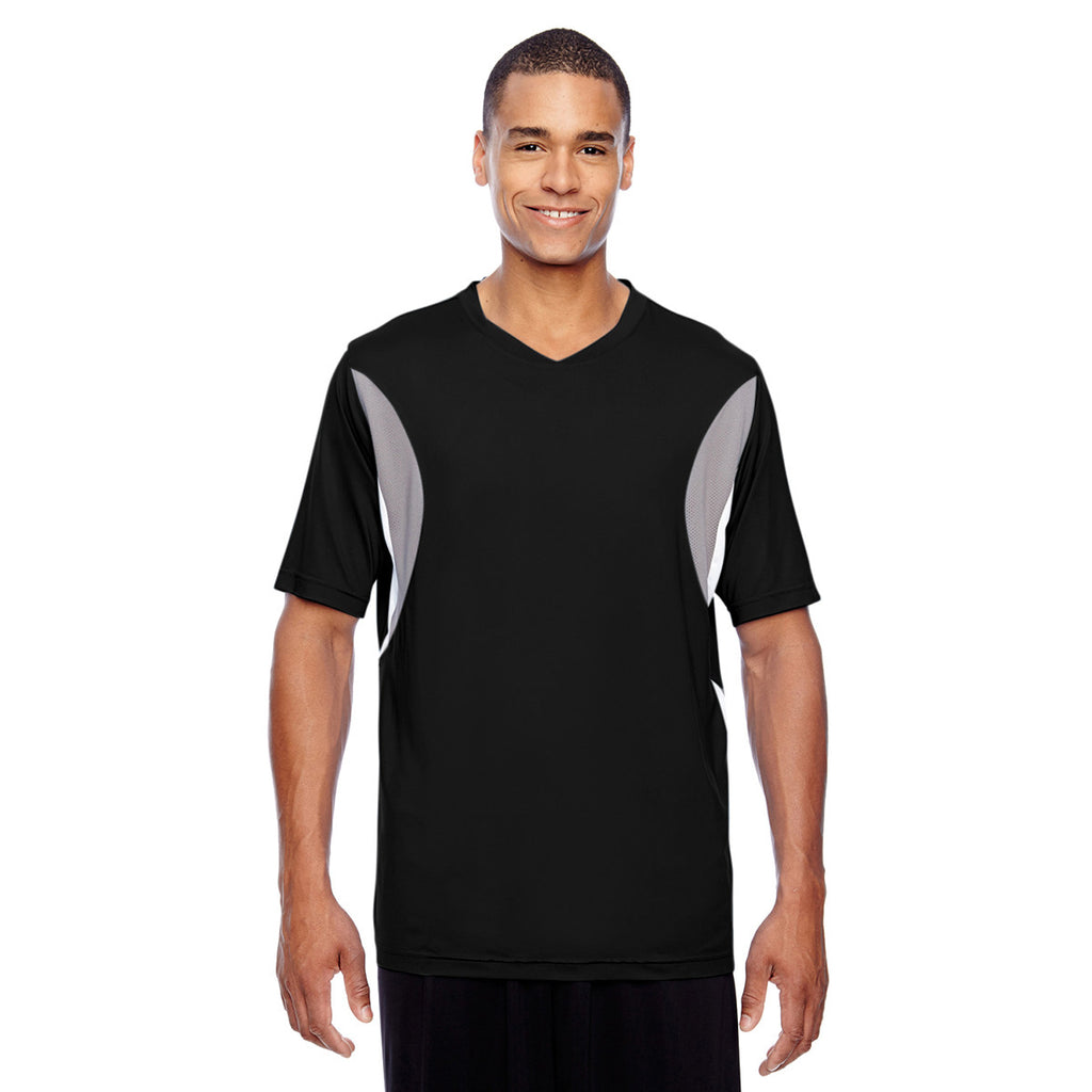 Team 365 Men's Black Short-Sleeve Athletic V-Neck Tournament Jersey