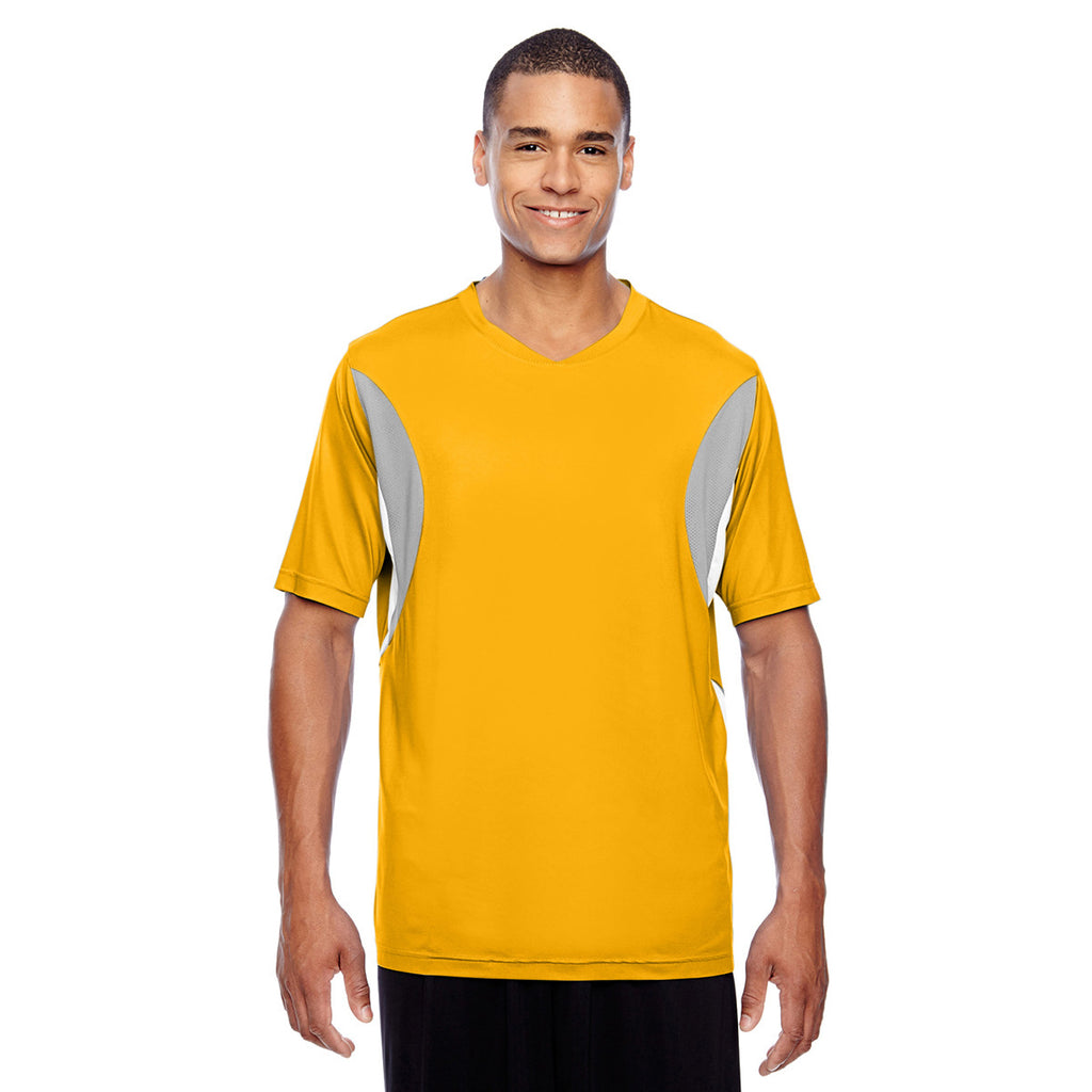 Team 365 Men's Sport Athletic Gold Short-Sleeve Athletic V-Neck Tournament Jersey