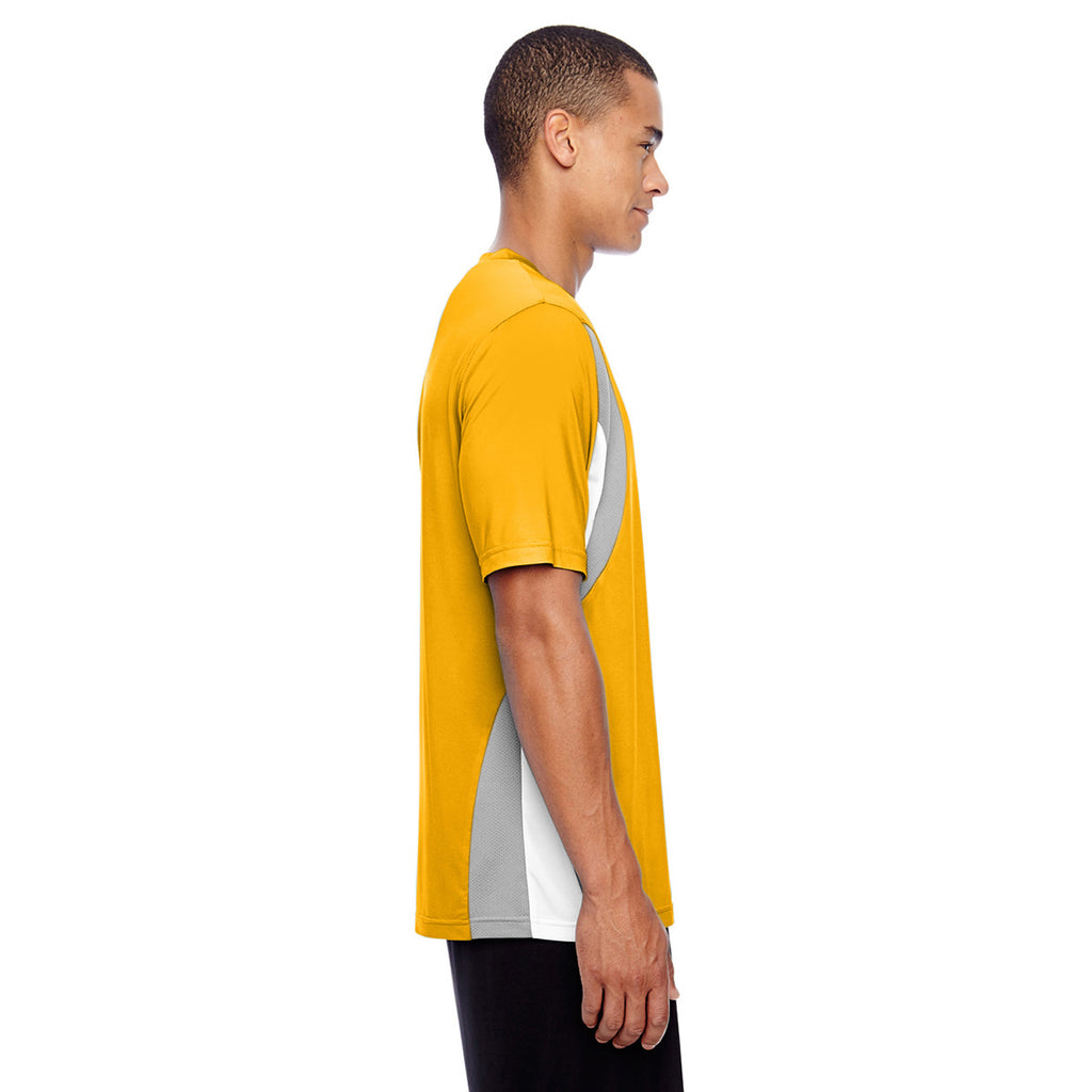 Team 365 Men's Sport Athletic Gold Short-Sleeve Athletic V-Neck Tournament Jersey