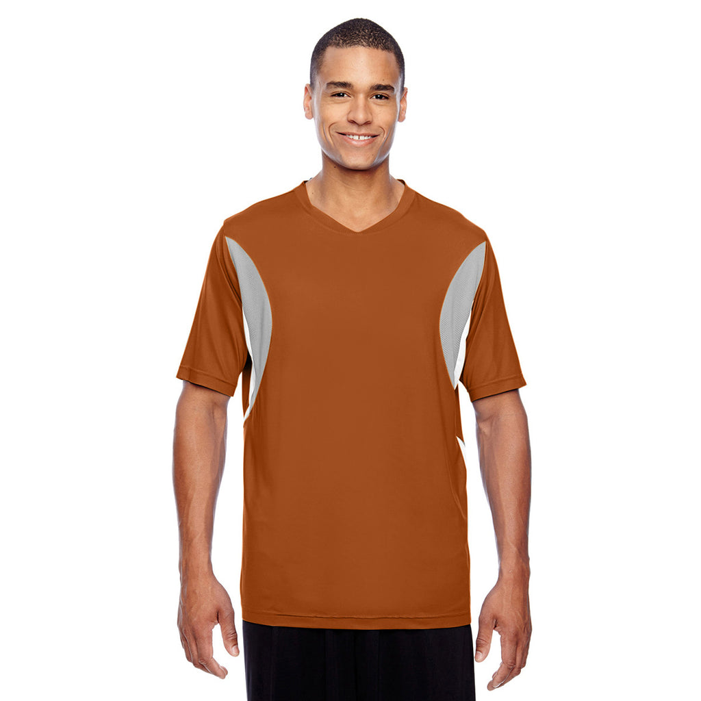 Team 365 Men's Sport Burnt Orange Short-Sleeve Athletic V-Neck Tournament Jersey