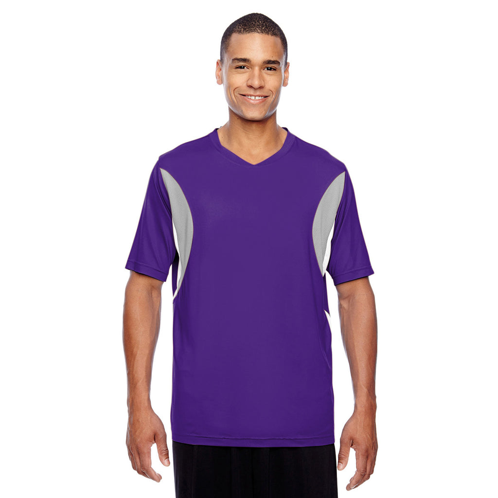 Team 365 Men's Sport Purple Short-Sleeve Athletic V-Neck Tournament Jersey