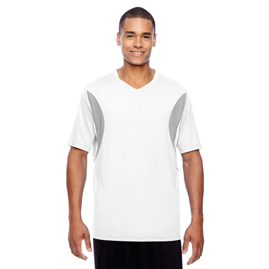 Team 365 Men's White Short-Sleeve Athletic V-Neck Tournament Jersey