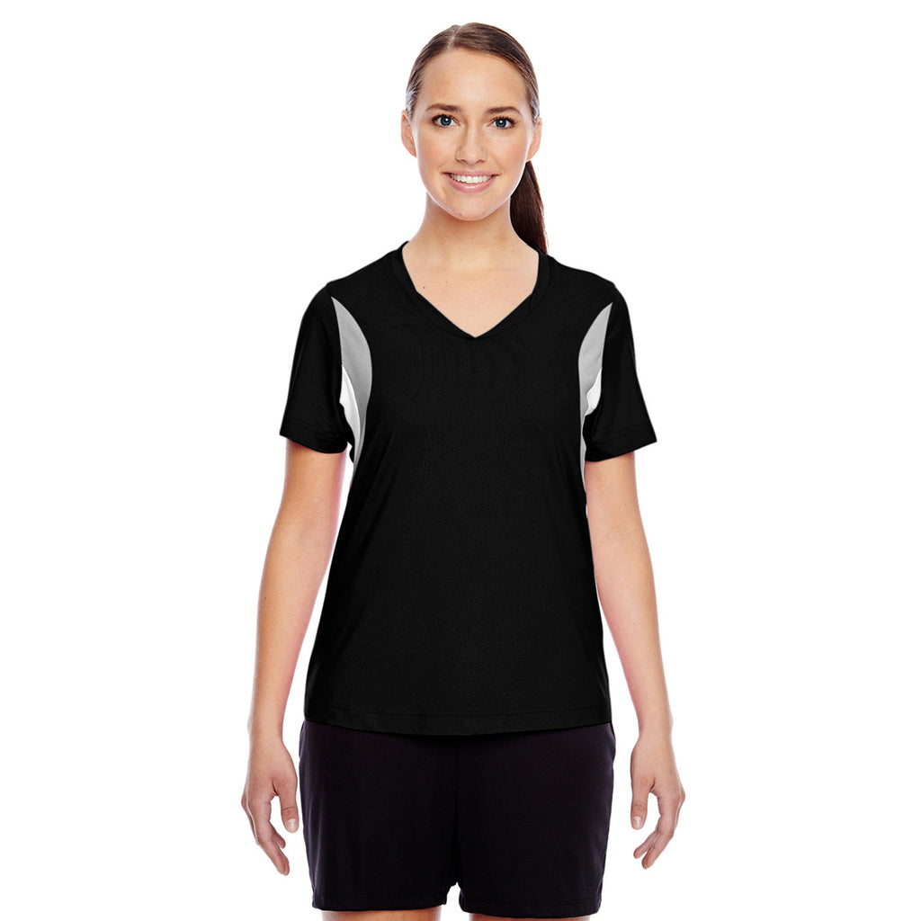 Team 365 Women's Black Short-Sleeve Athletic V-Neck Tournament Jersey