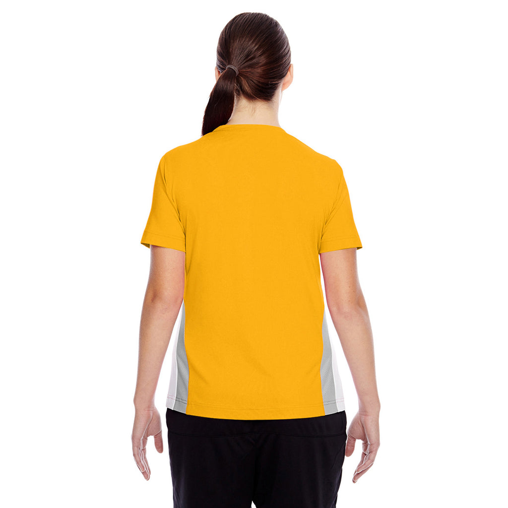 Team 365 Women's Sport Athletic Gold Short-Sleeve Athletic V-Neck Tournament Jersey