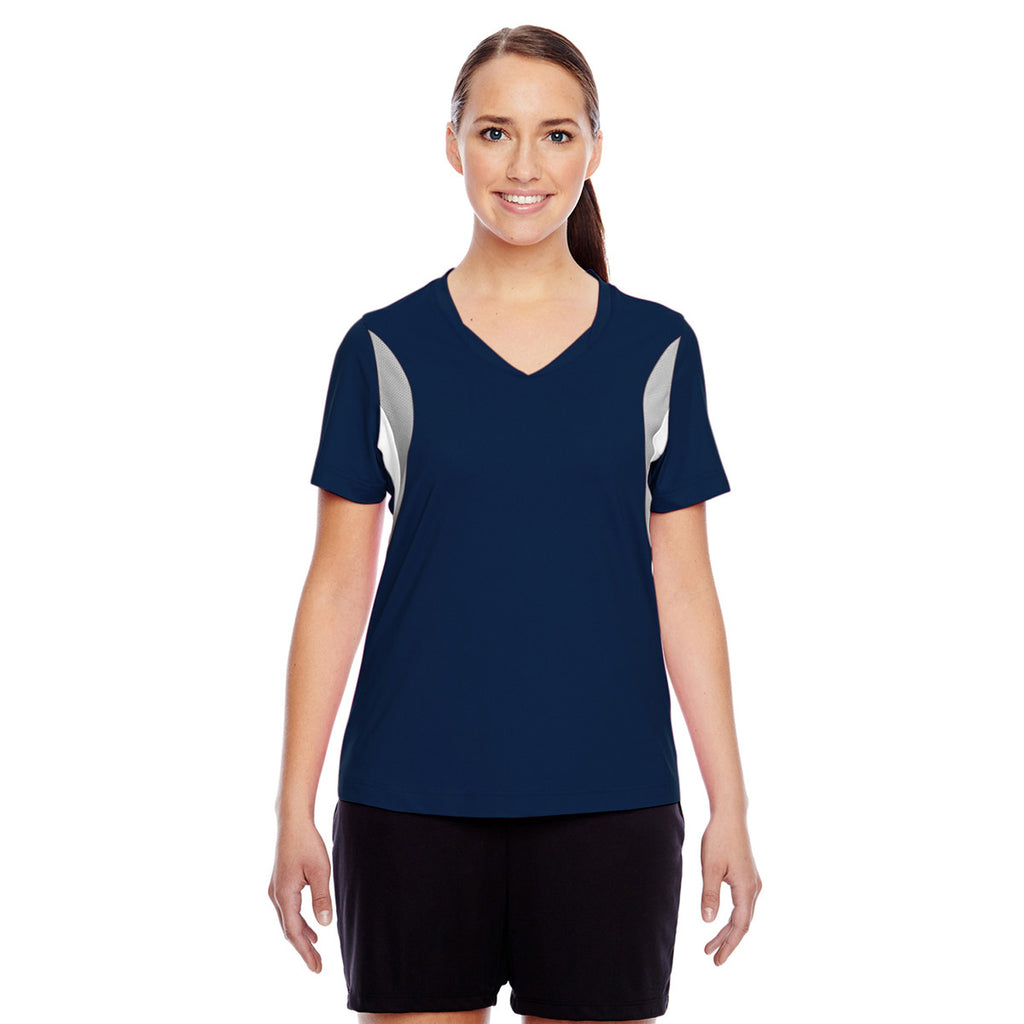 Team 365 Women's Sport Dark Navy Short-Sleeve Athletic V-Neck Tournament Jersey