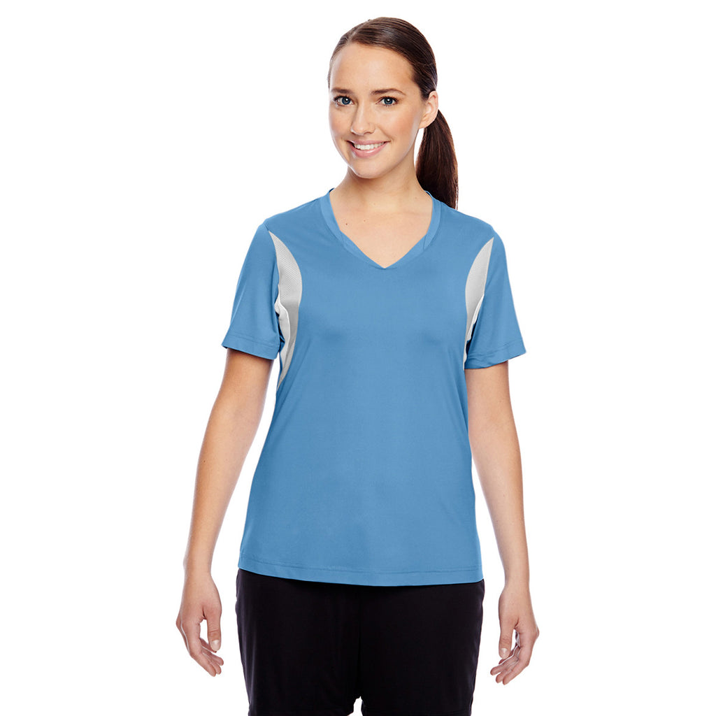 Team 365 Women's Sport Light Blue Short-Sleeve Athletic V-Neck Tournament Jersey