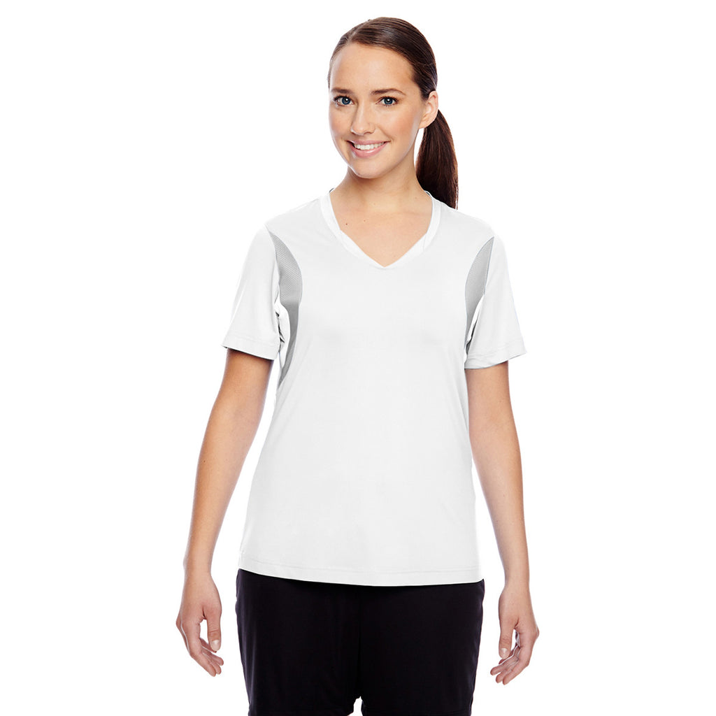 Team 365 Women's White Short-Sleeve Athletic V-Neck Tournament Jersey