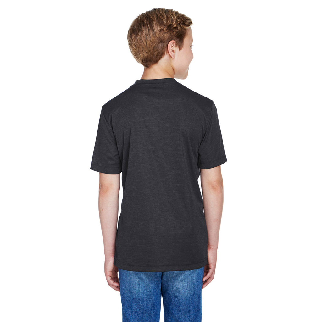 Team 365 Youth Black Heather Zone Sonic Heather Performance T-Shirt