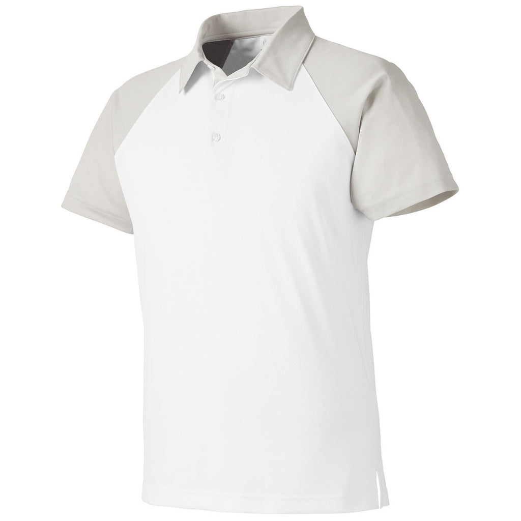 Team 365 Men's White/Sport Silver Command Snag-Protection Colorblock Polo