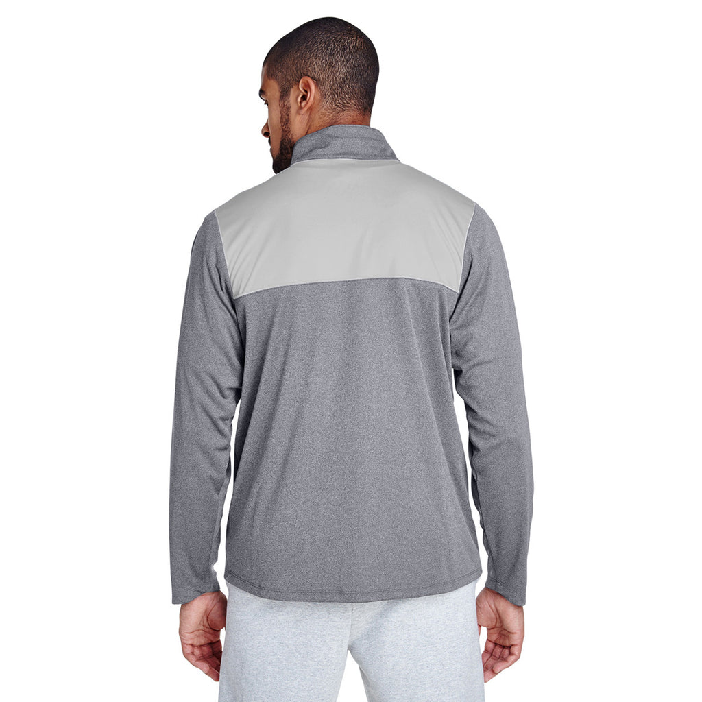 Team 365 Men's Athletic Heather Excel Melange Interlock Performance Quarter-zip Top