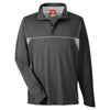 Team 365 Men's Dark Grey Heather Excel Melange Interlock Performance Quarter-zip Top