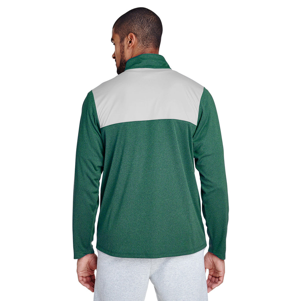 Team 365 Men's Sport Forest Heather Excel Melange Interlock Performance Quarter-zip Top