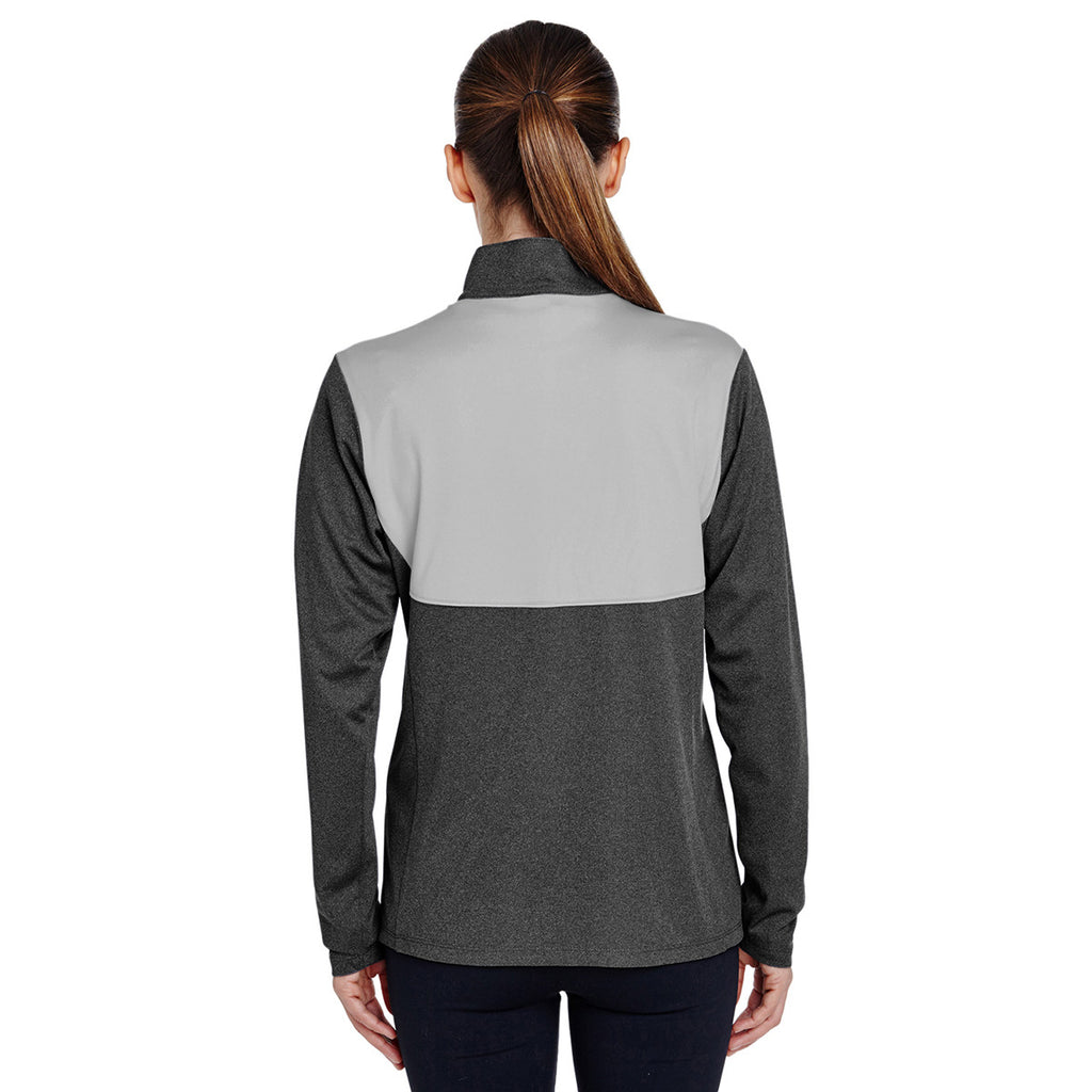 Team 365 Women's Dark Grey Heather Excel Melange Interlock Performance Warm-up