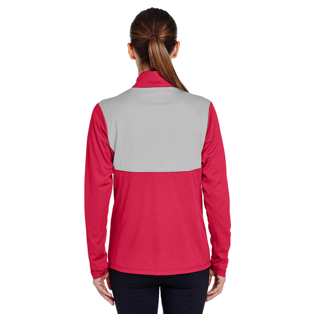 Team 365 Women's Sport Red Heather Excel Melange Interlock Performance Warm-up