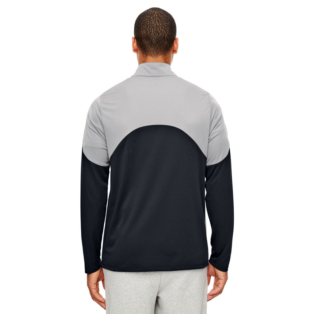 Team 365 Men's Black/Sport Graphite Command Colorblock Snag-Protection Quarter-Zip