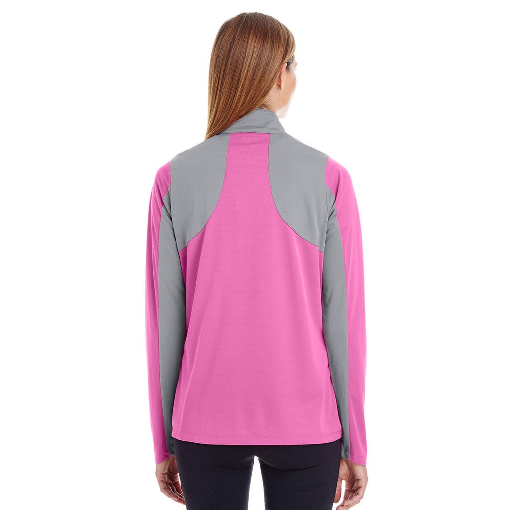 Team 365 Women's Sport Charity Pink/Sport Silver Command Colorblock Snag-Protection Quarter-Zip