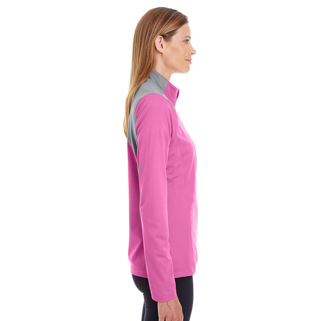 Team 365 Women's Sport Charity Pink/Sport Silver Command Colorblock Snag-Protection Quarter-Zip