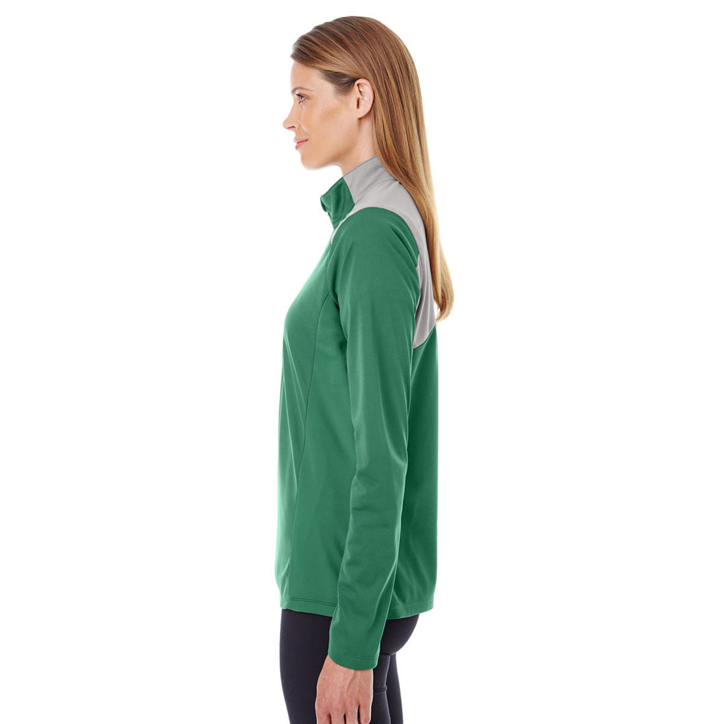 Team 365 Women's Sport Dark Green/Sport Graphite Command Colorblock Snag-Protection Quarter-Zip