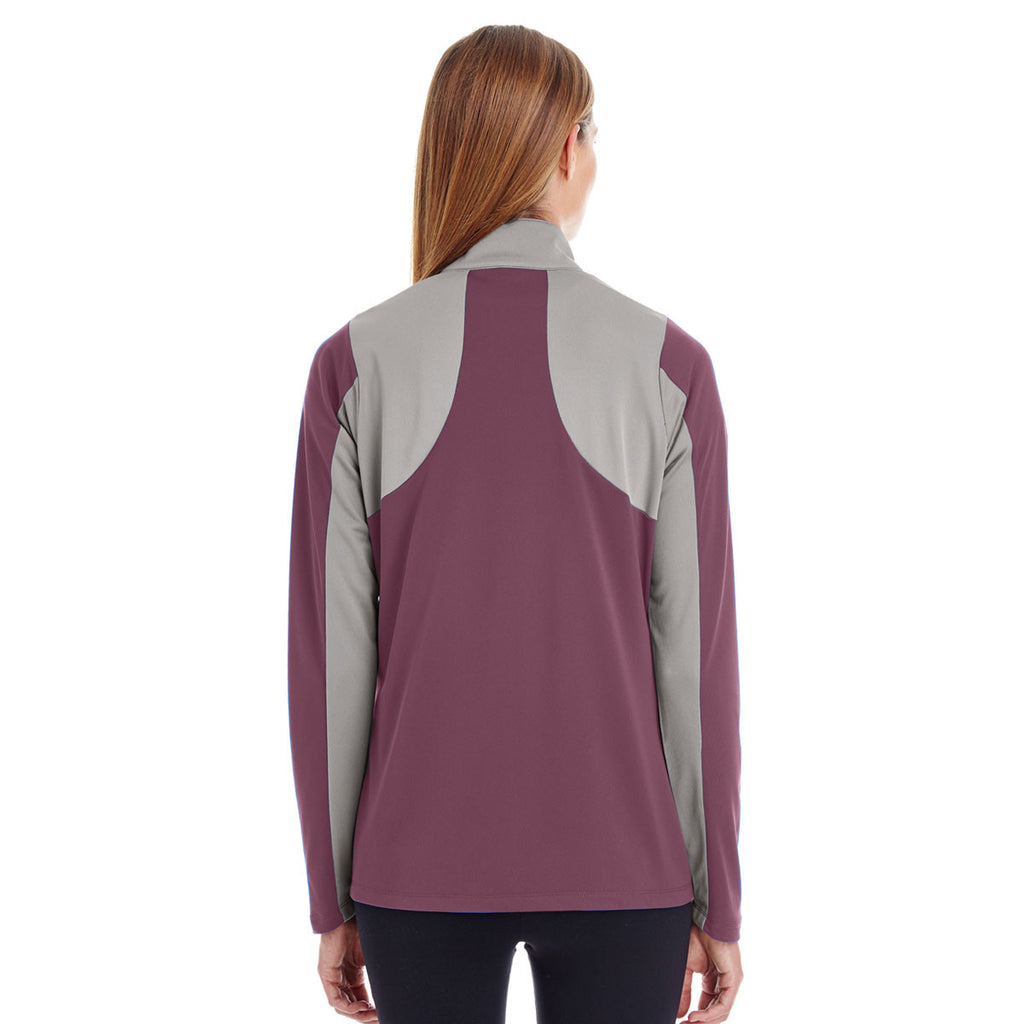 Team 365 Women's Sport Dark Maroon/Sport Graphite Command Colorblock Snag-Protection Quarter-Zip