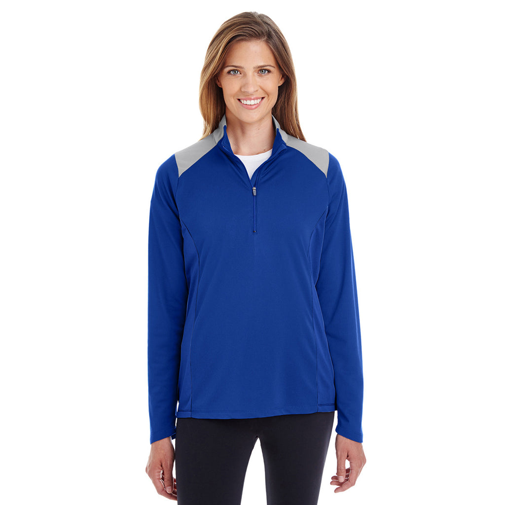 Team 365 Women's Sport Royal/Sport Graphite Command Colorblock Snag-Protection Quarter-Zip