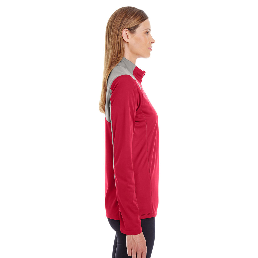 Team 365 Women's Sport Scarlet Red/Sport Graphite Command Colorblock Snag-Protection Quarter-Zip