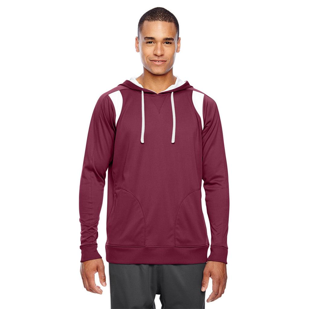 Team 365 Men's Sport Maroon/White Elite Performance Hoodie