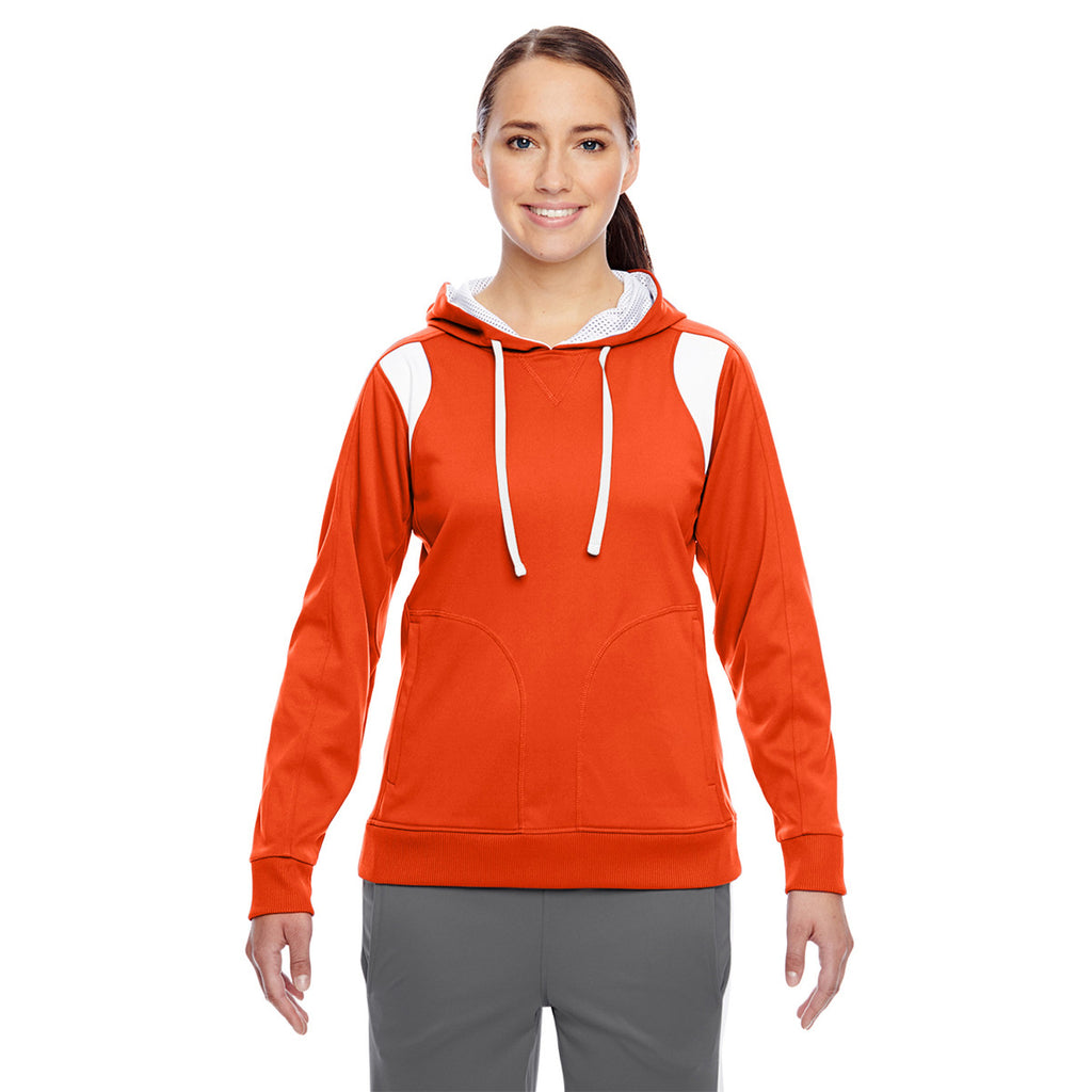 Team 365 Women's Sport Orange/White Elite Performance Hoodie