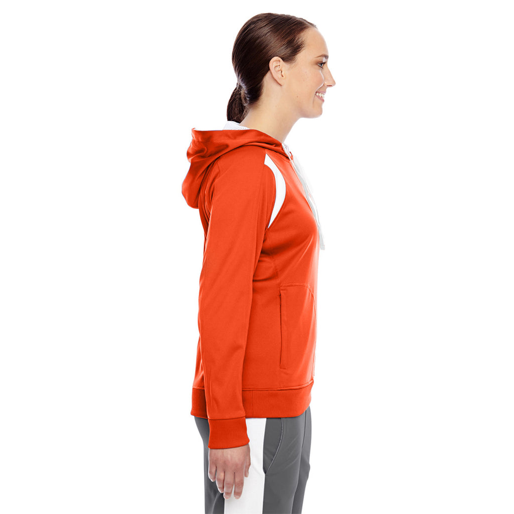 Team 365 Women's Sport Orange/White Elite Performance Hoodie