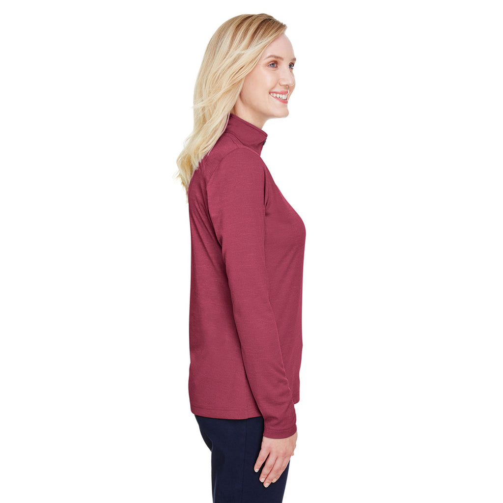 Team 365 Women's Sport Maroon Heather Zone Sonic Heather Performance Quarter-Zip