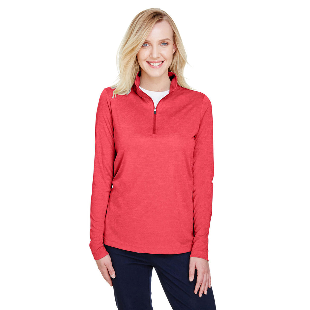 Team 365 Women's Sport Red Heather Zone Sonic Heather Performance Quarter-Zip