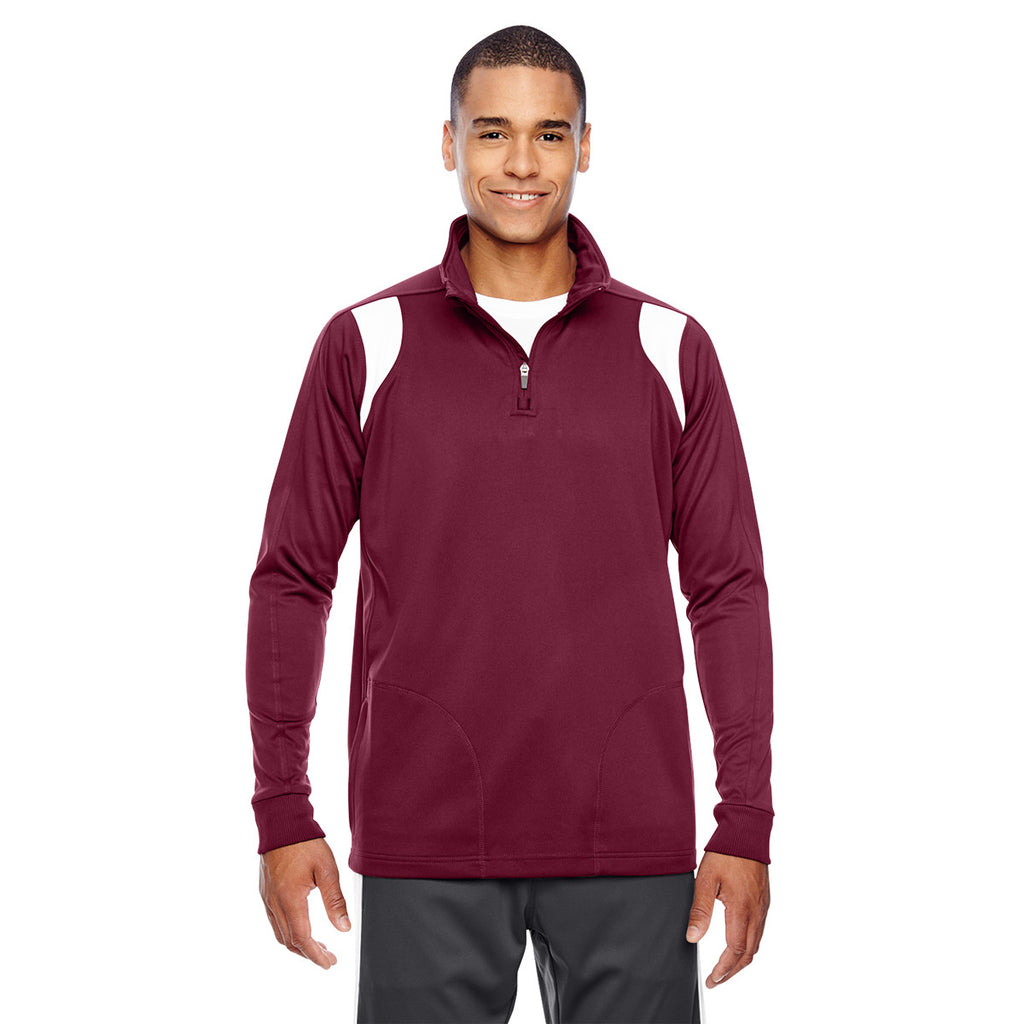 Team 365 Men's Sport Maroon/White Elite Performance Quarter-Zip