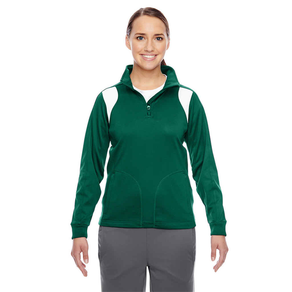 Team 365 Women's Sport Forest/White Elite Performance Quarter-Zip