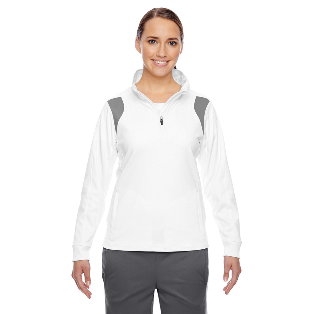 Team 365 Women's White/Sport Graphite Elite Performance Quarter-Zip