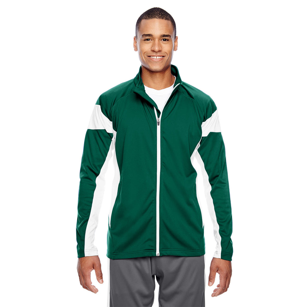 Team 365 Men's Sport Forest/White Elite Performance Full-Zip