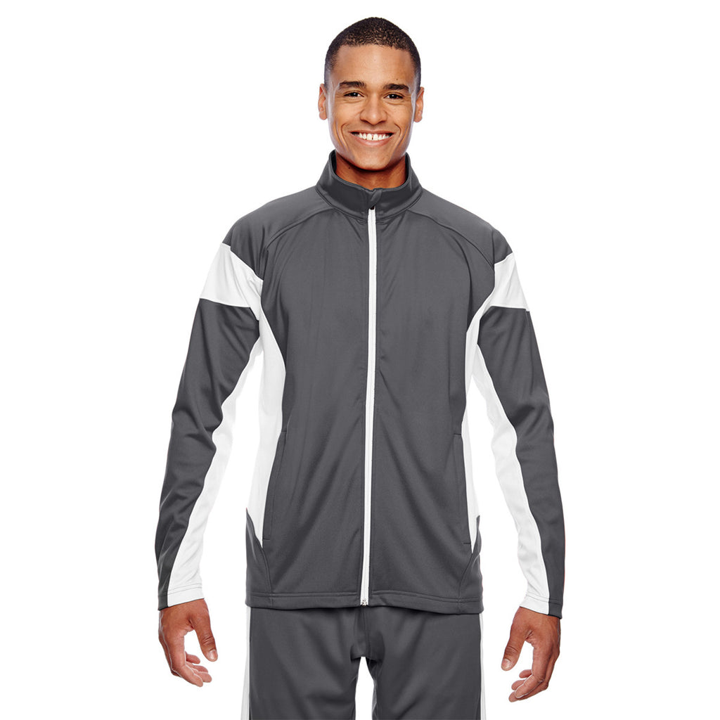 Team 365 Men's Sport Graphite/White Elite Performance Full-Zip