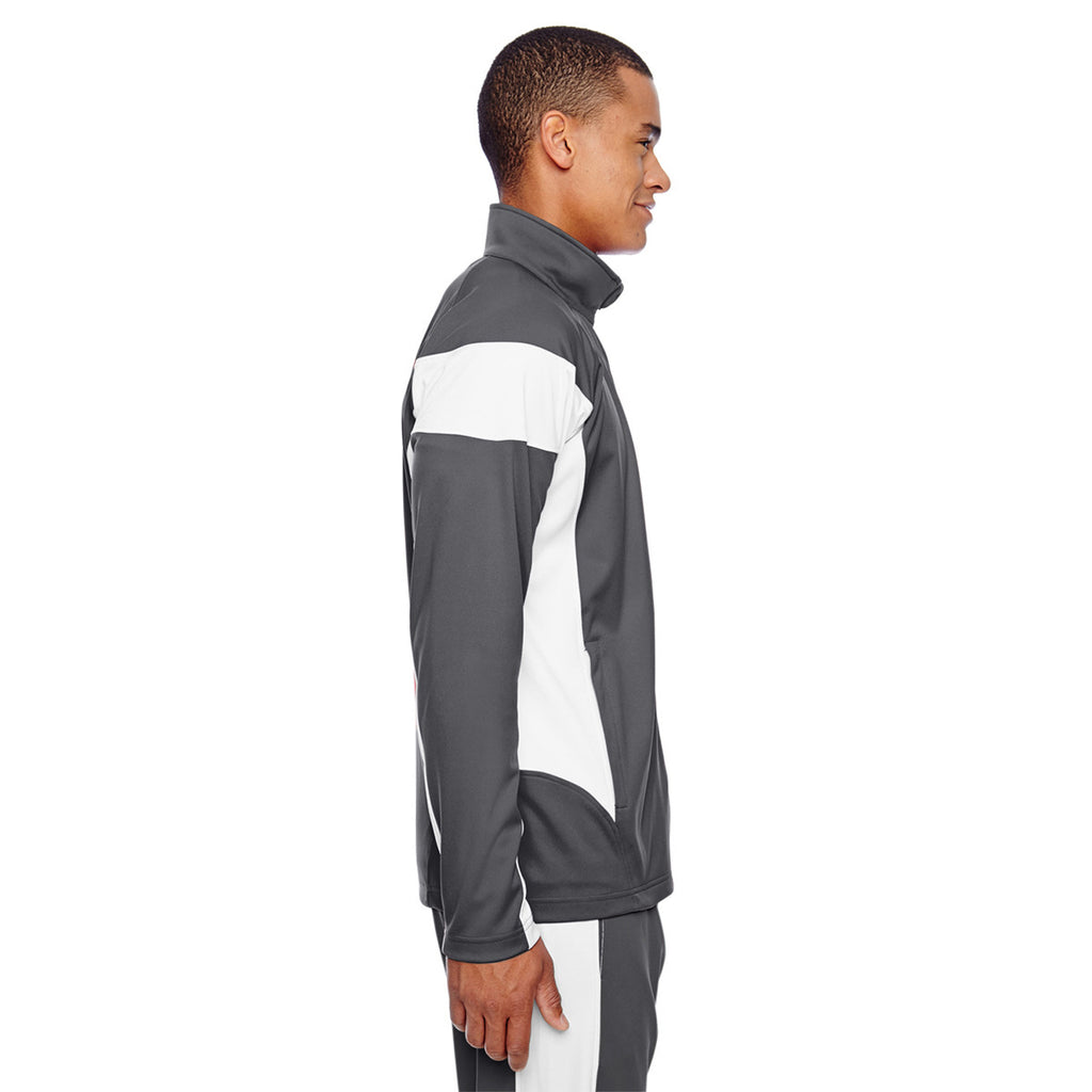 Team 365 Men's Sport Graphite/White Elite Performance Full-Zip