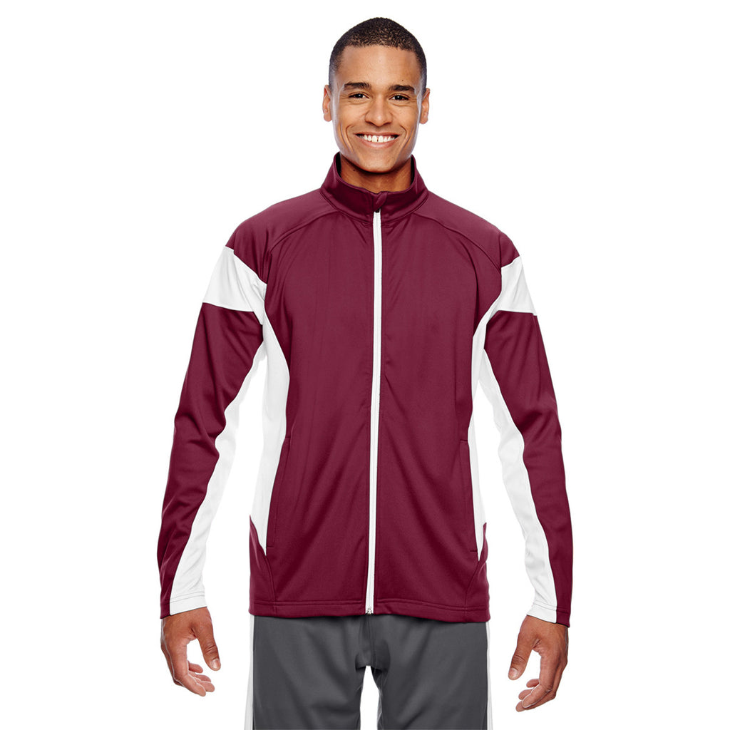 Team 365 Men's Sport Maroon/White Elite Performance Full-Zip