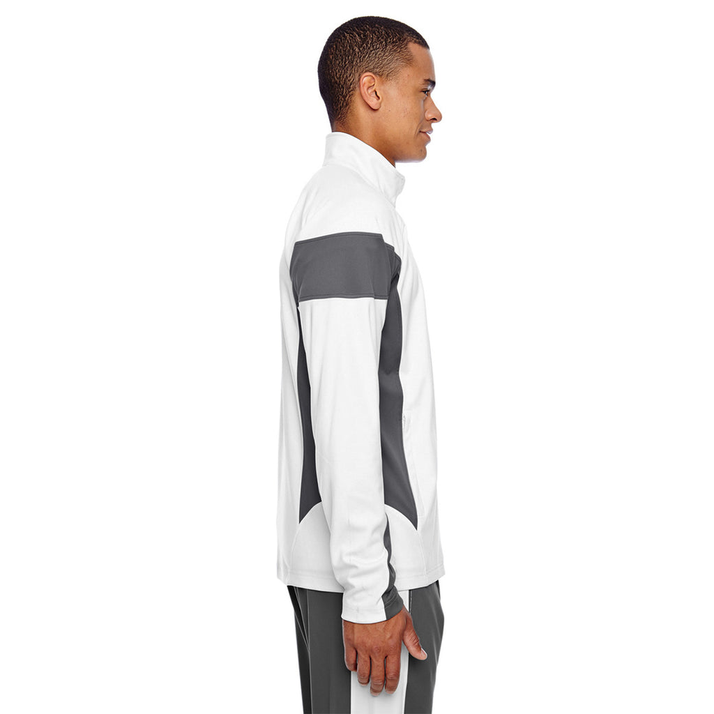 Team 365 Men's White/Sport Graphite Elite Performance Full-Zip