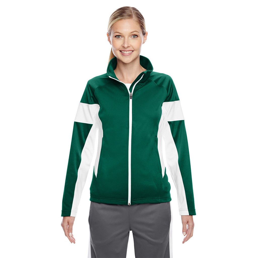 Team 365 Women's Sport Forest/White Elite Performance Full-Zip