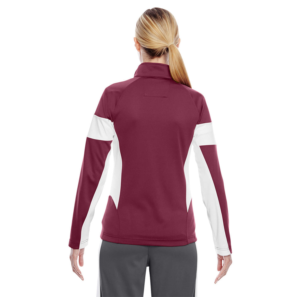 Team 365 Women's Sport Maroon/White Elite Performance Full-Zip