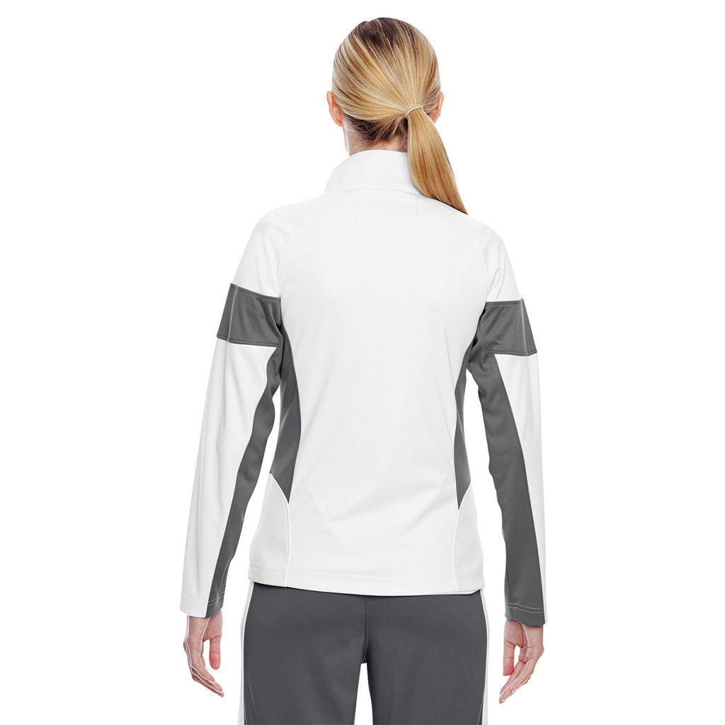 Team 365 Women's White/Sport Graphite Elite Performance Full-Zip