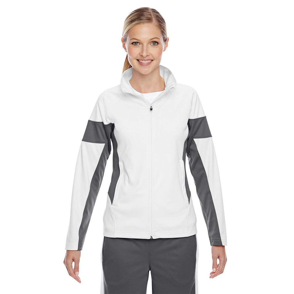 Team 365 Women's White/Sport Graphite Elite Performance Full-Zip