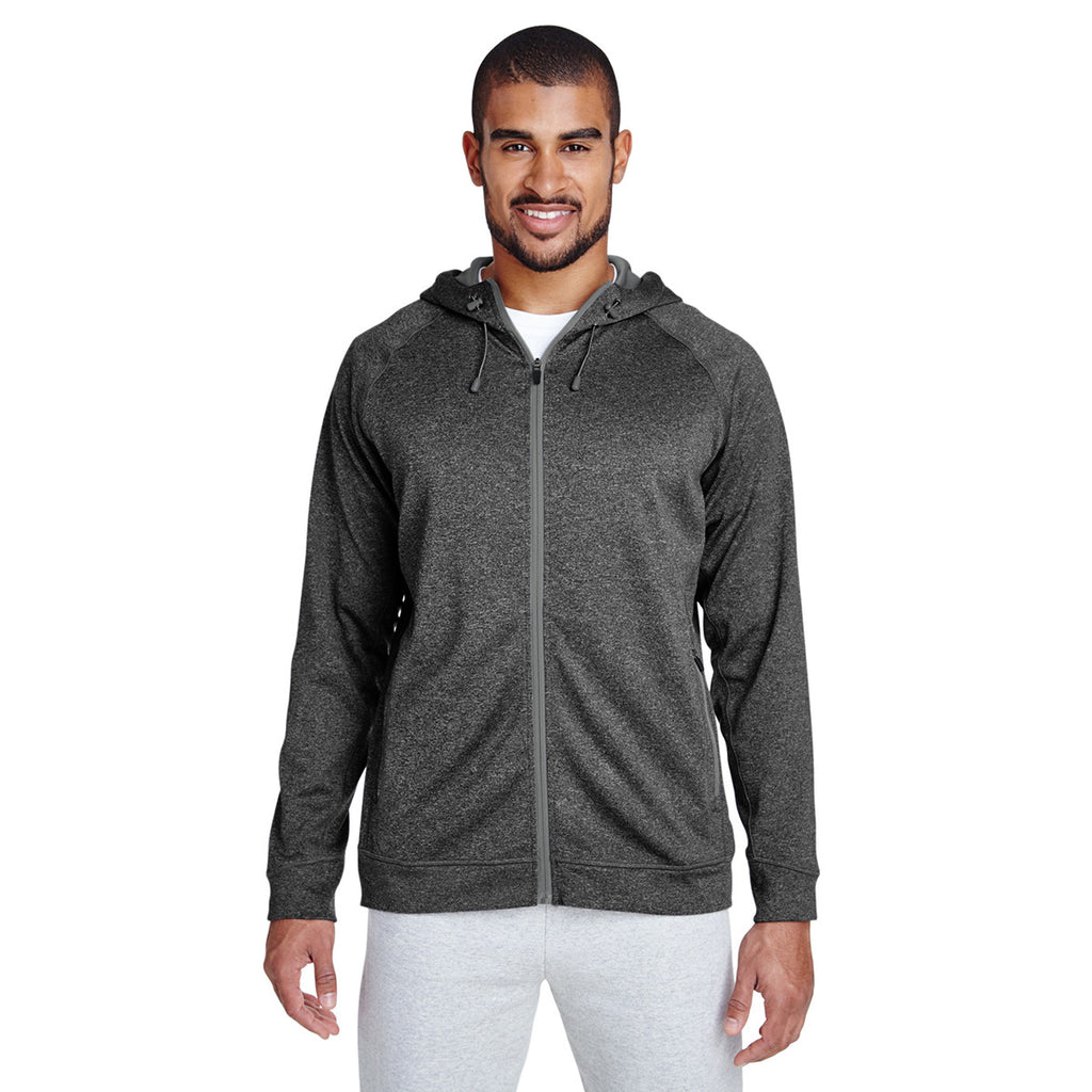 Team 365 Men's Dark Grey Heather/Sport Graphite Excel Melange Performance Fleece Jacket